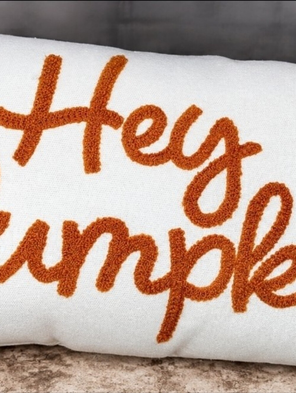 "Hey Pumpkin" Embroidered Script Accent Pillow Fall Decor Pillow New With Tags